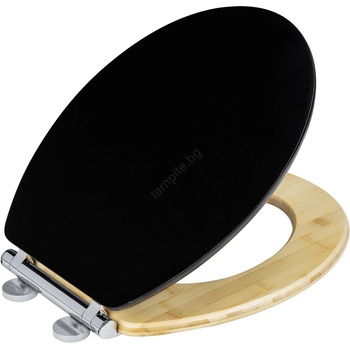 WENKO 25772100 - Тоалетна седалка BAMBUZA 37x44 cm черна/кафява/лъскав хром (WE0156)
