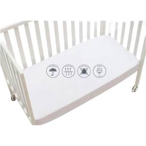 Interbaby Бебешки чаршаф с ластик Interbaby - Водоустойчив, 50 x 80 cm, бял (00817) - baby