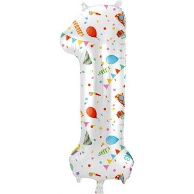 Růžička Balónik fóliový číslo 1 Farebná party 86 cm