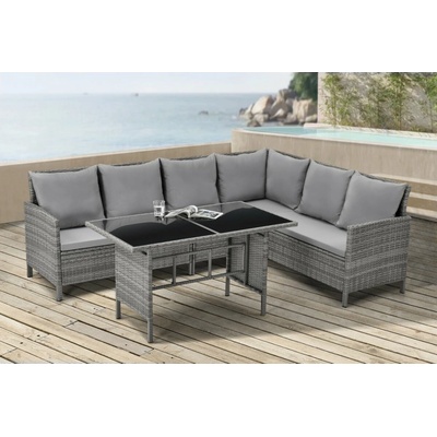 BestBerg ratanový záhradný set BBRF-1092G / sivý