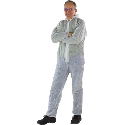 DEMA Jednodielny pracovný oblek biely 40 g/qm PP, veľkosť S 15350D