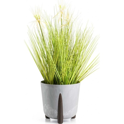 HowHomely PLASTOVÝ KVETINÁČ MOSS 26X25 CM IMITÁCIA BETÓNU SIVÁ