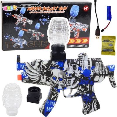 LEAN Toys Elektrická pistole na vodní kuličky graffiti bílá/modrá