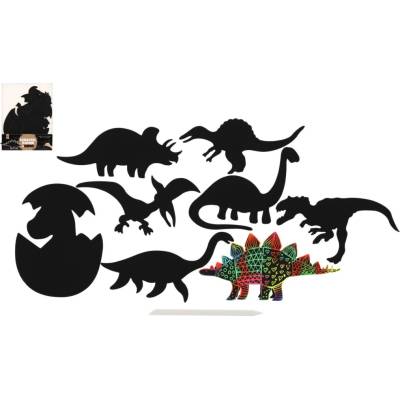 Škrabací obrázok 9ks výrez duhový dinosaurus 13 15 cm v sáčku
