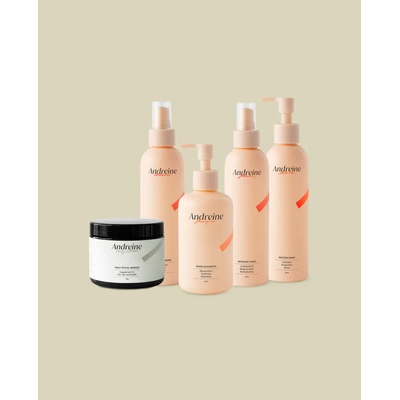 Andreine Shine Shampoo 250 ml + Protein mask 200 ml + Leave in Herbs 200 ml + Infusion tonic 200 ml + Daily ritual Mango 250 g