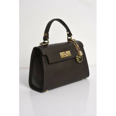 PECA del SOL TMAVĚ HNĚDÁ MALÁ KOŽENÁ KABELKA HANDLE BAG