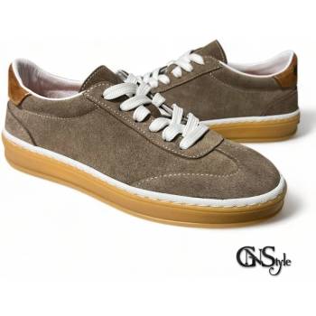 GNStyle Модерни дамски кецове gazelle от естествен велур в тъмно бежов цвят