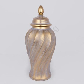 Eurolamp Керамичен буркан 40, 8x17, 5 см златист/сив (EU0525)