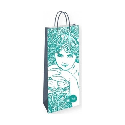 Presco Group - Alfons Mucha - Emerald - dárková taška na lahev