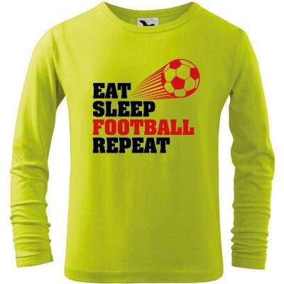 Dobrý triko Dětské bavlněné triko Eat sleep football Limetková