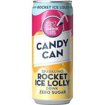 Candy Can Rocket Ice Lolly sycená limonáda bez cukru s příchutí pomeranče malin a ananasu 330 ml