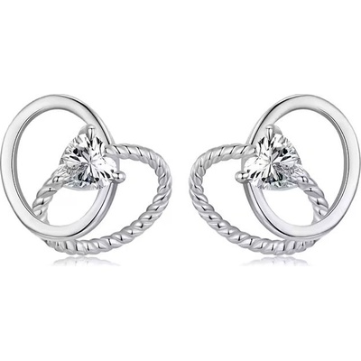Grace Silver Jewellery stříbrné náušnice propojená srdce stříbro 925/1000 E-SCE1866/296 stříbrná