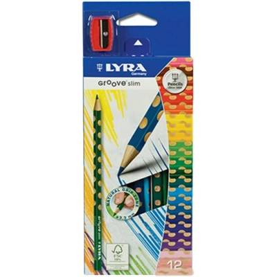 Lyra Groove Slim barevné tužky trojhranné tenké sada 12 kusů + ořezávátko 2821120