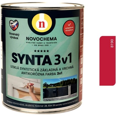 NOVOCHEMA SYNTA 3v1 syntetická základní a vrchní antikorozní barva 3v1 3,1 kg Tmavě červená