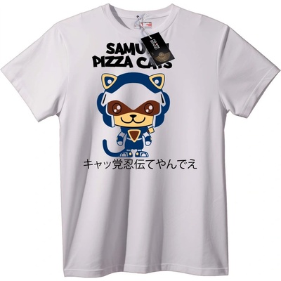 NOONEBRAND Тениска Самурай Пица Котки - XS, White