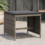 vidaXL Външни табуретки с възглавници 4 бр сиви 40x40x35 см полиратан (4007485)