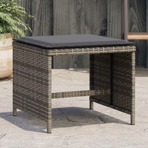 vidaXL Външни табуретки с възглавници 4 бр сиви 40x40x35 см полиратан (4007485)