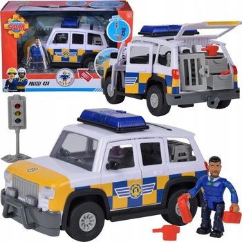 Simba Požárník Sam Jeep policejní s figurkou Malcolm