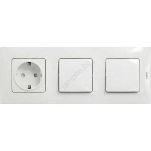 Legrand - Двоен еднополюсен ключ № 1 и домашна SCHUKO розетка с рамка NILOE 250V b (LR0113G)
