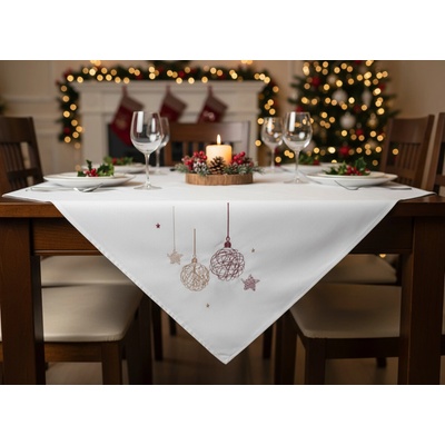 BBK Vánoční ubrus Christmas GLAM bílá vzor ozdoby 110x160 cm – Zboží Dáma