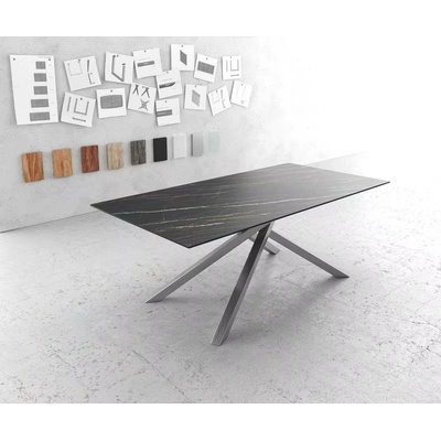 DELIFE Edge 200 x 100 cm keramika LaminamNoir Desir hnědá V-podnož střední černá