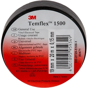 ELMARK ИЗОЛИРБАНД 3m temflex 1500 20mx19mm ЧЕРЕН (m151016)
