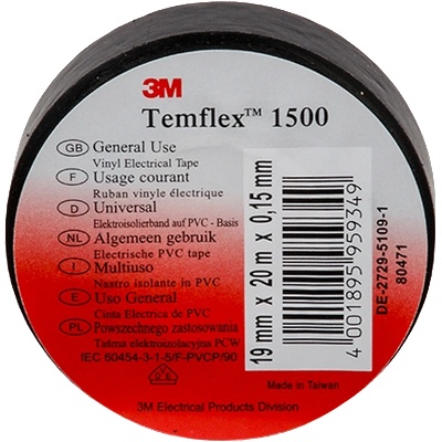 ELMARK ИЗОЛИРБАНД 3m temflex 1500 20mx19mm ЧЕРЕН (m151016)