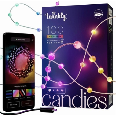 Twinkly TWKP100RGB-T LED RGB Stmievateľná vianočná reťaz 100xLED 8 m USB Wi-Fi TW0050