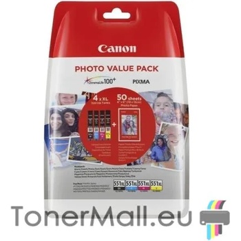Canon Комплект 4бр. мастилени касети CANON CLI-551XL C/M/Y/BK Photo Value Pack + 50sht. photo paper