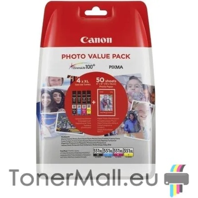 Canon Комплект 4бр. мастилени касети CANON CLI-551XL C/M/Y/BK Photo Value Pack + 50sht. photo paper