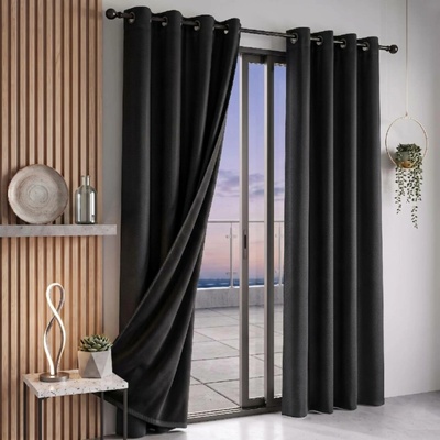 Termoizolační blackout závěs POLAIRE černý 140 × 260 cm na kroužky