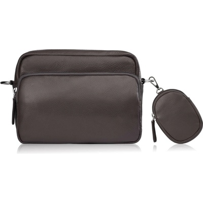 Paolo Peruzzi dámska kožená crossbody kabelka s vreckom na kľúče a drobnosti hnedá