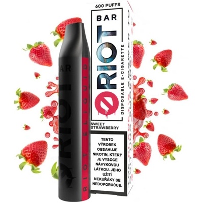 Riot Bar Sweet Strawberry 20 mg 600 poťahov 1 ks