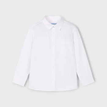 MAYORAL Риза дълъг ръкав едноцветна в бял цвят за мини момче Mayoral