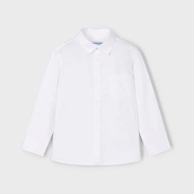 MAYORAL Риза дълъг ръкав едноцветна в бял цвят за мини момче Mayoral