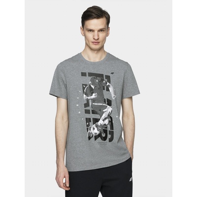 4F pánské tričko H4L21-TSM011 grey melange