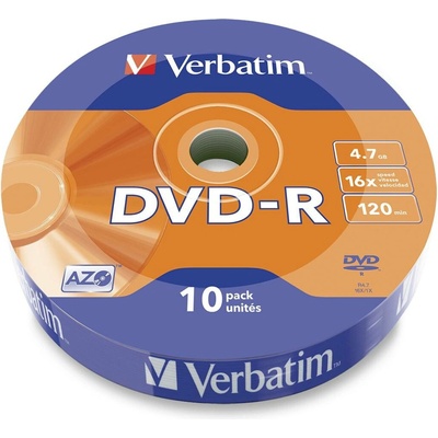 Verbatim DVD-R 4,7GB 16x, bulk box, 10ks (43729) – Sleviste.cz
