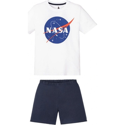 E plus M detské letné pyžamo logo NASA biela