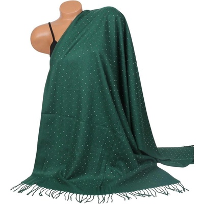 Кашмирен шал в зелено с малки камъчета