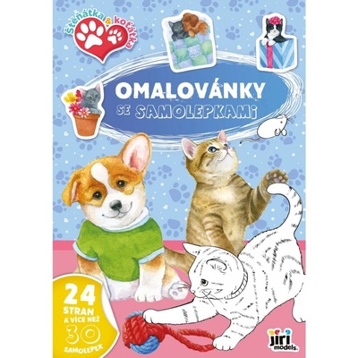 Jiri Models 4645-3 omalovánky A4 se samolepkami Štěňátka a koťátka