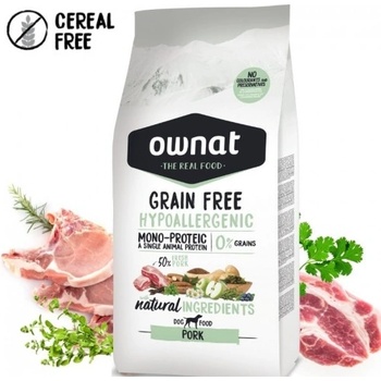 OWNAT grain free hypoallergenic pork monoprotein - храна за кучета, хипоалергенна формула БЕЗ зърнени култури, само със свинско месо - 3 кг, Испания - 115940