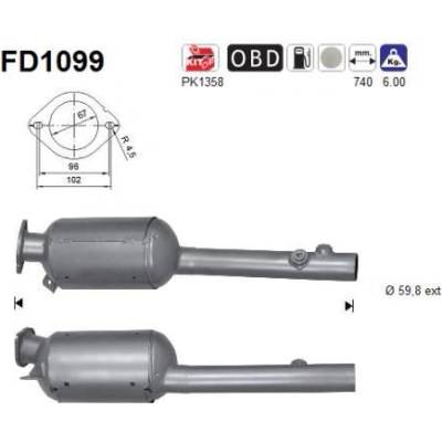 Filtr sazových částic, výfukový systém AS FD1099