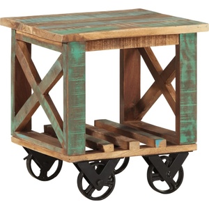 vidaXL Помощна маса с колелца 40x40x42 см масивно регенерирано дърво (338005)