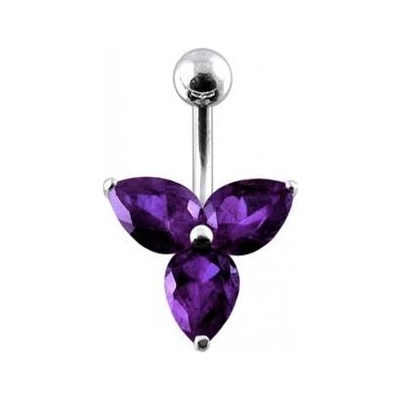 Šperky4U stříbrný piercing do pupíku kytička BP01023-A