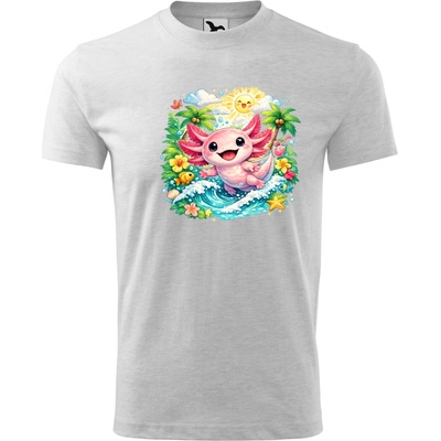 Detské tričko Letný Axolotl Svetlosivý melír