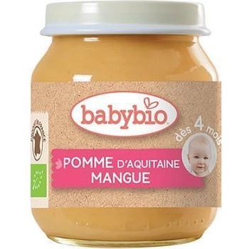 Bebybio Био Плодово пюре - Ябълка и Манго (4+ месеца) - 130г - Babybio