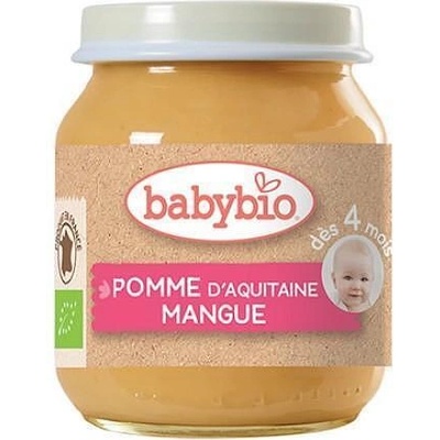 Bebybio Био Плодово пюре - Ябълка и Манго (4+ месеца) - 130г - Babybio