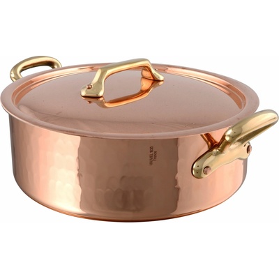 Mauviel Nízky medený kastról s bronzovými uchami a pokrievkou M’Tradition, Ø 36 cm / 12,7 l 215236