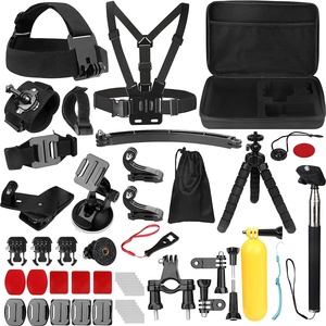 Techsuit - Комплект аксесоари CamQuest 50in1 (SA50) - за GoPro Hero, SJCAM, екшън камери, с калъф за носене - Черен