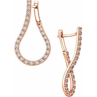 Zlaton Náušnice růžové zlato kapka osazené zirkony visací 2.5cm 3g N05122502008